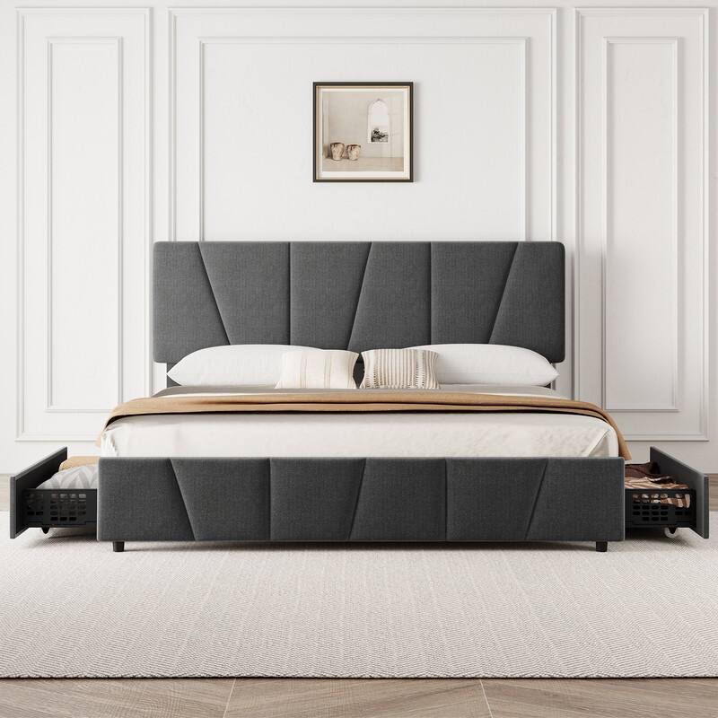 Bed Frame with Sturdy Metal Slats Support