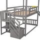 preview thumbnail 8 of 6, Twin Over Twin House Floor Bunk Bed, Wooden Low Bunk Bedframe w/Convertible Slide, Storage Staircase can be Placed Left or Right