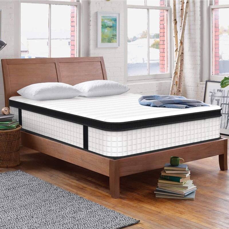 10 in. Medium Gel Memory Foam Hybrid Pocket Spring Pillow Top Twin Mattress - White - Twin - Medium