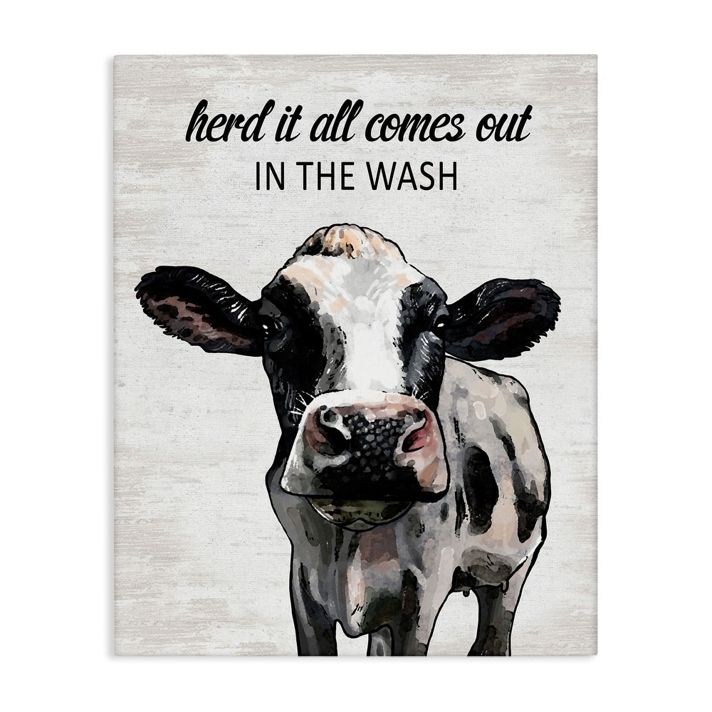 Stupell Farm Animal Laundry Pun Canvas Wall Art Design By Lettered and Lined