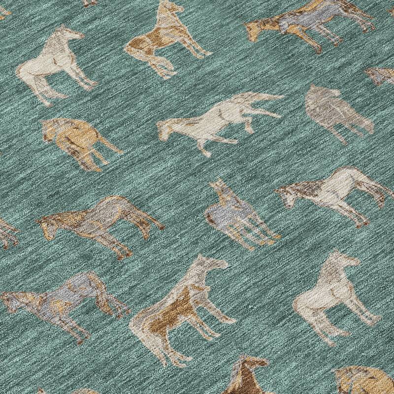 Machine Washable Indoor/ Outdoor Horses Chantille Rug