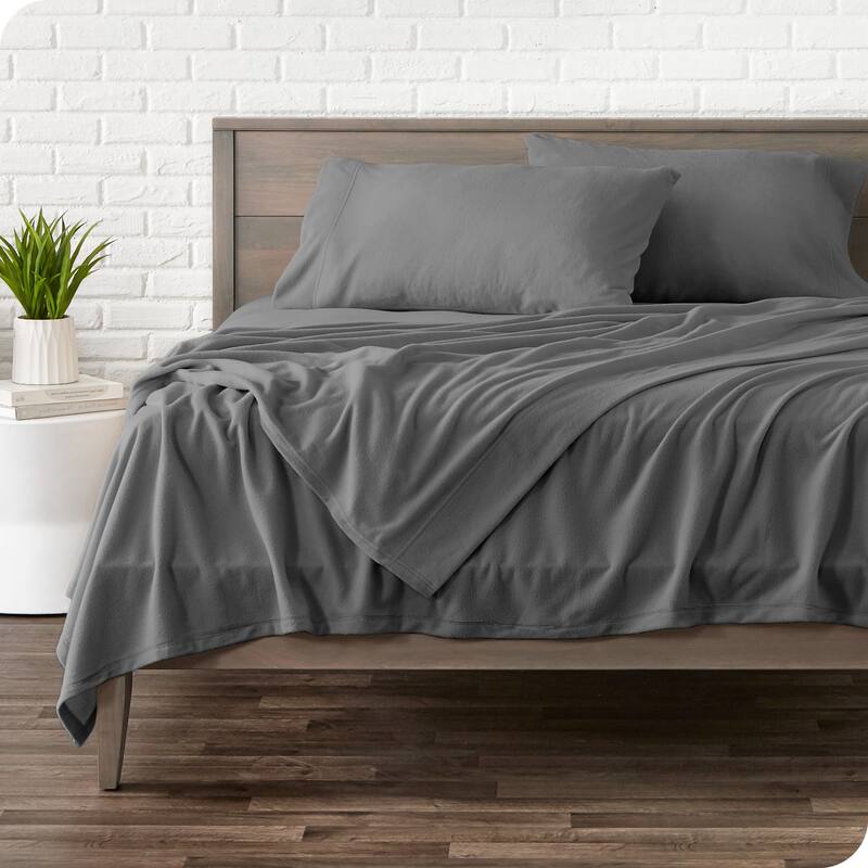 Bare Home Polar Fleece Deep Pocket Sheet Set - Grey - Split King