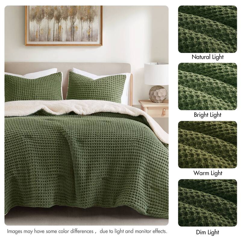2 Pieces Twin Cable Knit Chenille Comforter Set