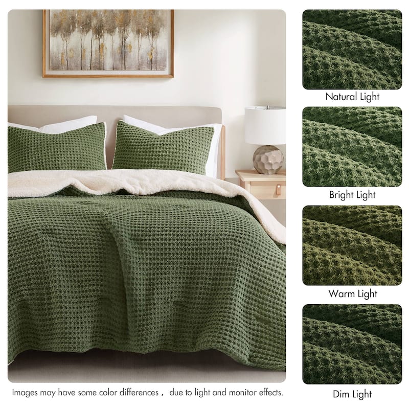 Madison Park Riordan Waffle Knit Chenille Comforter Set