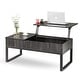 preview thumbnail 11 of 14, Wood Lift Top Coffee Table with Hidden Storage Compartment, Side Drawer and Metal Frame, Lift Tabletop Dining Table for Home,
