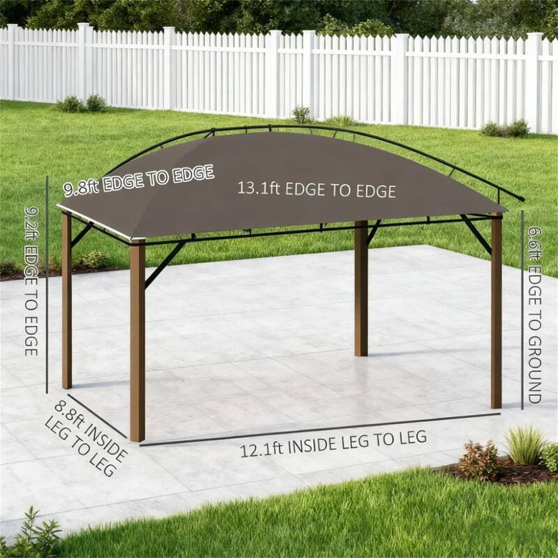 10' x 13' Hardtop Gazebo with Curtains and Netting, Pavilion with Steel Roof Ceiling Hook