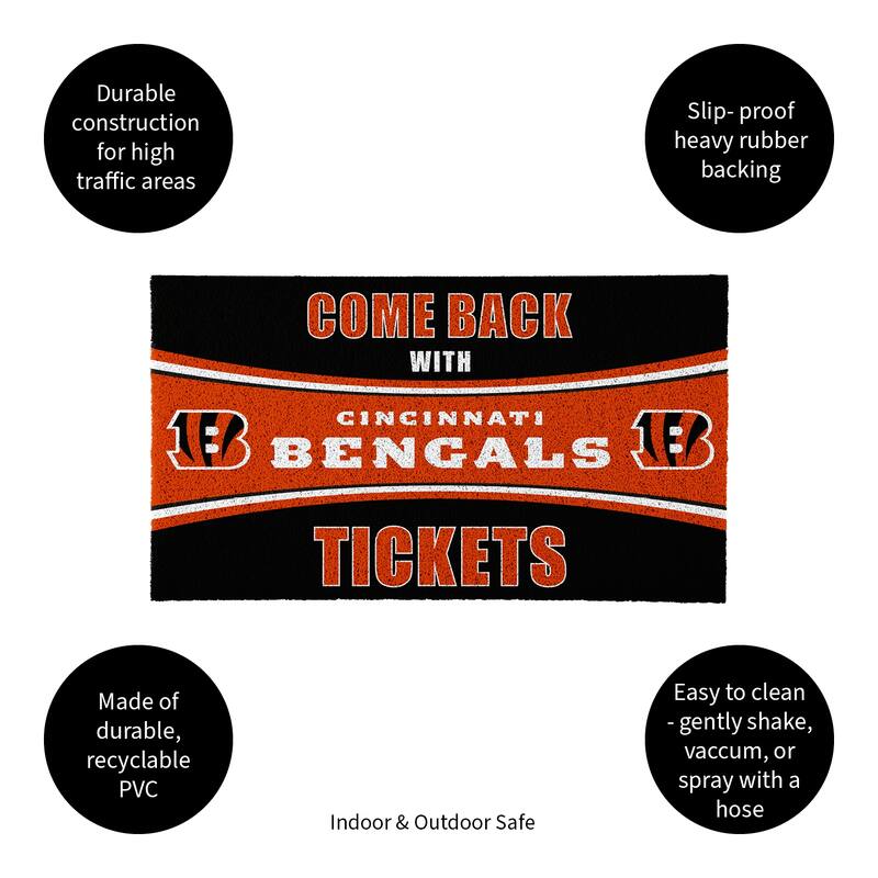Cincinnati Bengals 28 in. x 16 in. PVC "Come Back With Tickets" Trapper Door Mat