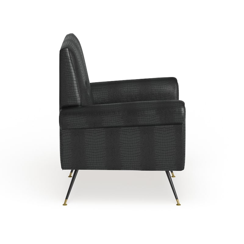 SAFAVIEH Mid-Century Modern Glam Mira Leather Black Club Chair - 32" x 29" x 36.5"