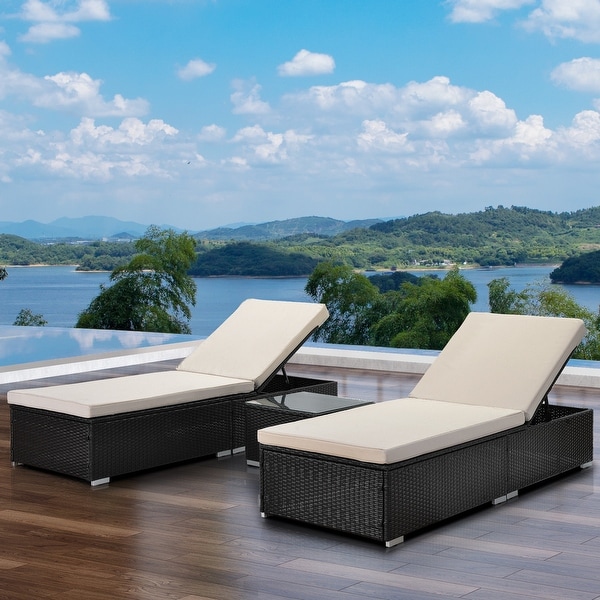 3 Piece Wicker Patio Chaise Lounge Set. Opens flyout.