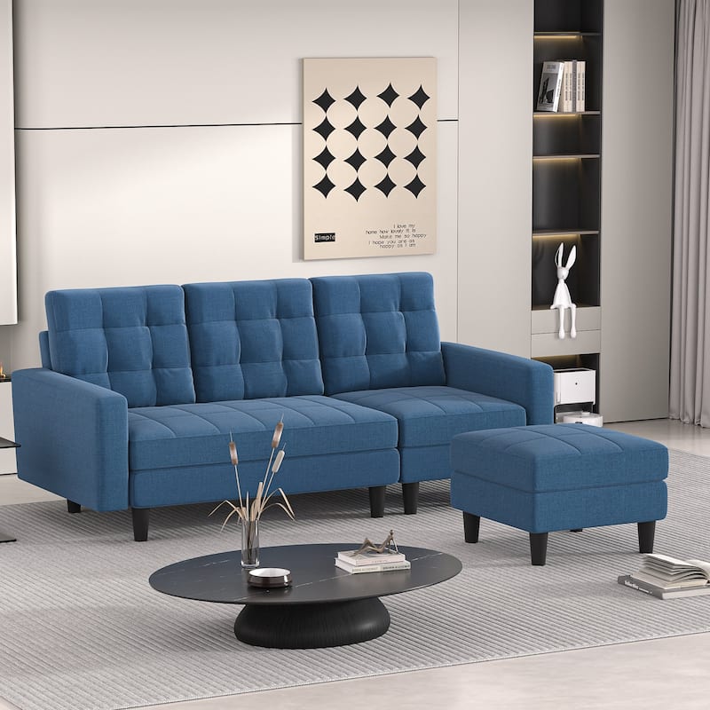 Javlergo Convertible Sectional Sofa, L Shaped Couch with Linen Fabric, Reversible 3-Seater Lounge Couch for Living Room