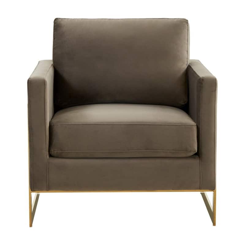 Lincoln Modern Velvet Upholstered Accent Designer Lounge Chair with Gold Frame for Living Room, Bedroom and Home Office - 34"