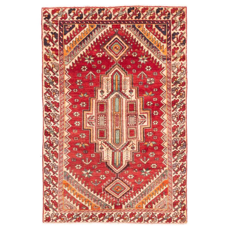 ECARPETGALLERY Hand-knotted Andelz Red Wool Rug - 4'3 x 6'9