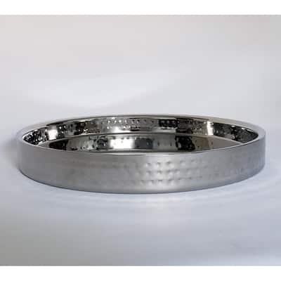 Stainless Steel Silver Double wall bar tray 12.5" dia