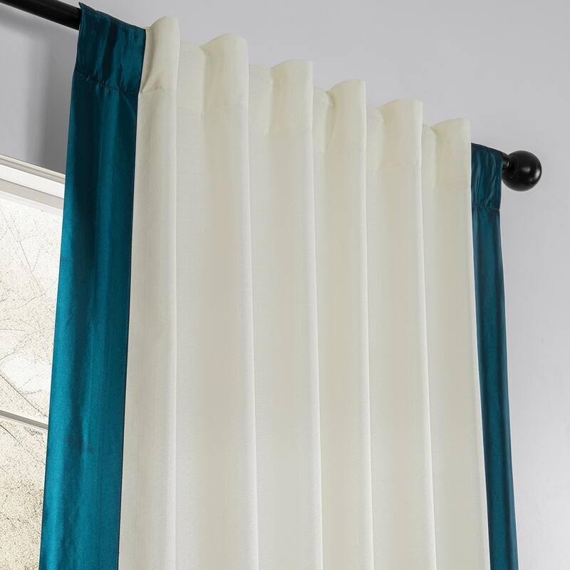 Exclusive Fabrics Fresh Pop Dobby Taffeta Side Bordered Light Filtering Curtains for Bedroom & Living Room Curtains (1 Panel)