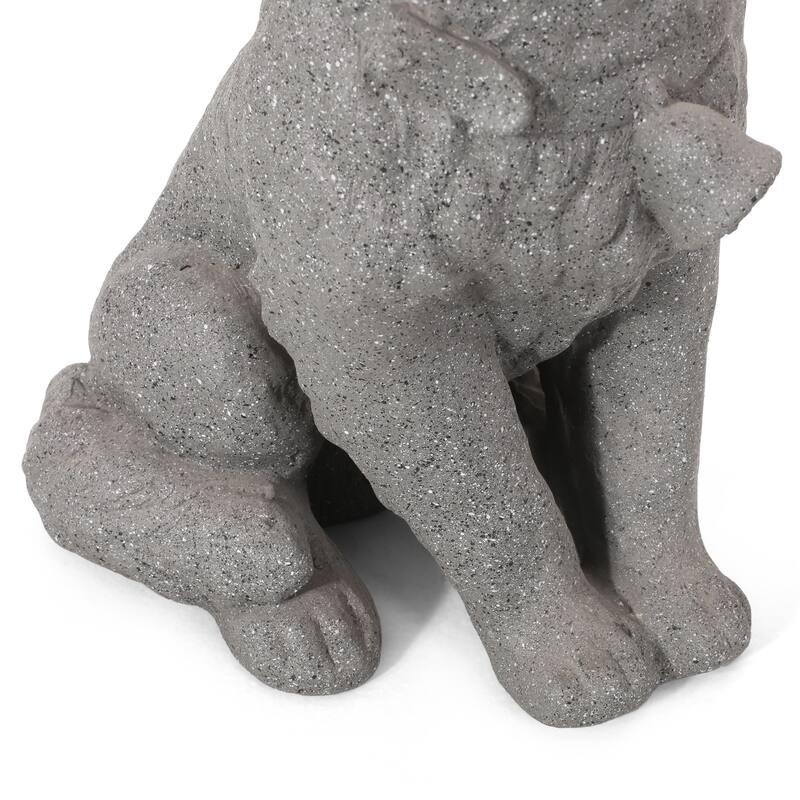 Roomfitters 15-Inch MGO Puppy Dog Garden Statue, Cast Stone Outdoor Sculpture in Lightweight Concrete, Stone Gray