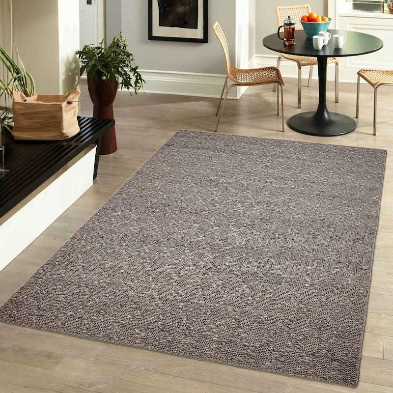 ECARPETGALLERY Braid weave Sienna Grey Wool Rug - 5'3 x 7'7