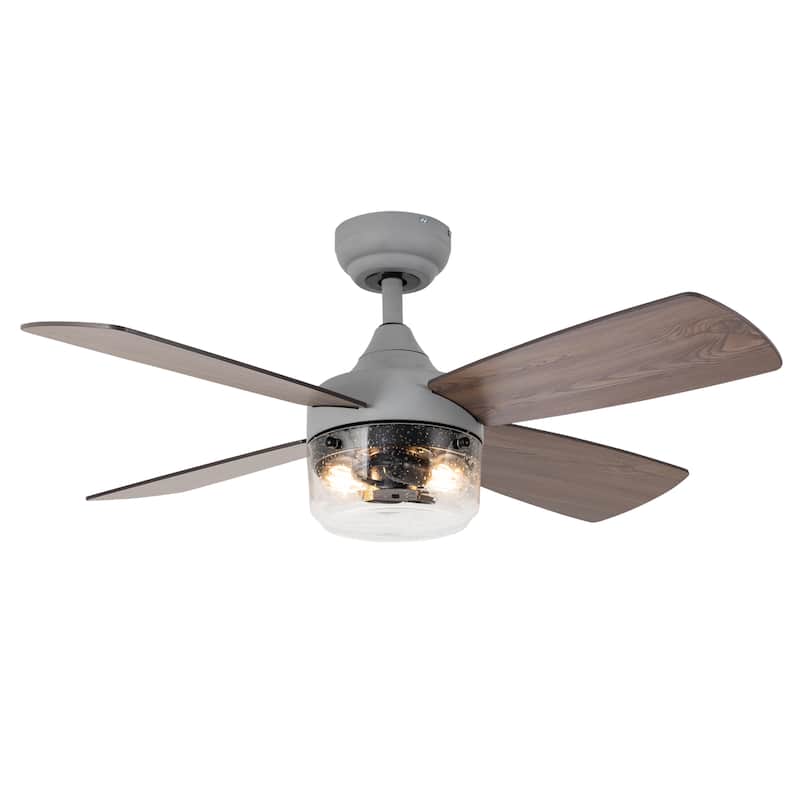 Aiden River of Goods Gray and Mahogany Metal Remote-Controlled 42" Ceiling Fan - 42" x 42" x 11"/15.25"