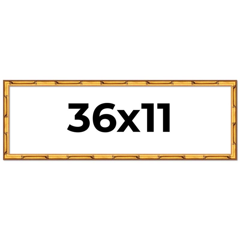 36x11 Frame Gold Bamboo Picture Frame Modern Photo Frame Includes UV Acrylic Shatter Guard Front Acid Free Foam Backing Board