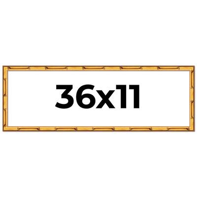 36x11 Frame Gold Bamboo Picture Frame Modern Photo Frame Includes UV Acrylic Shatter Guard Front Acid Free Foam Backing Board