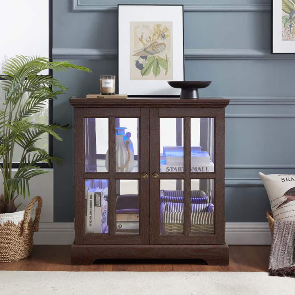 LED Curio Display Cabinet,Cherry