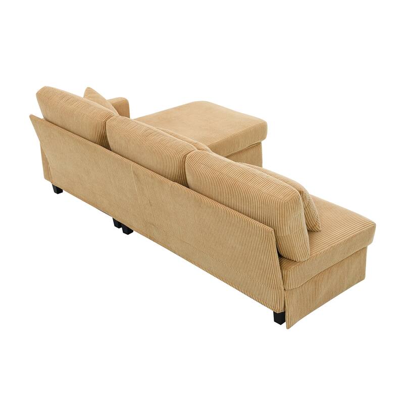 Modern L-shaped Corduroy Sofa with Reversible Chaise,4-seat