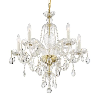 Candace 5 Light Polished Brass Chandelier - 25'' W x 26'' H