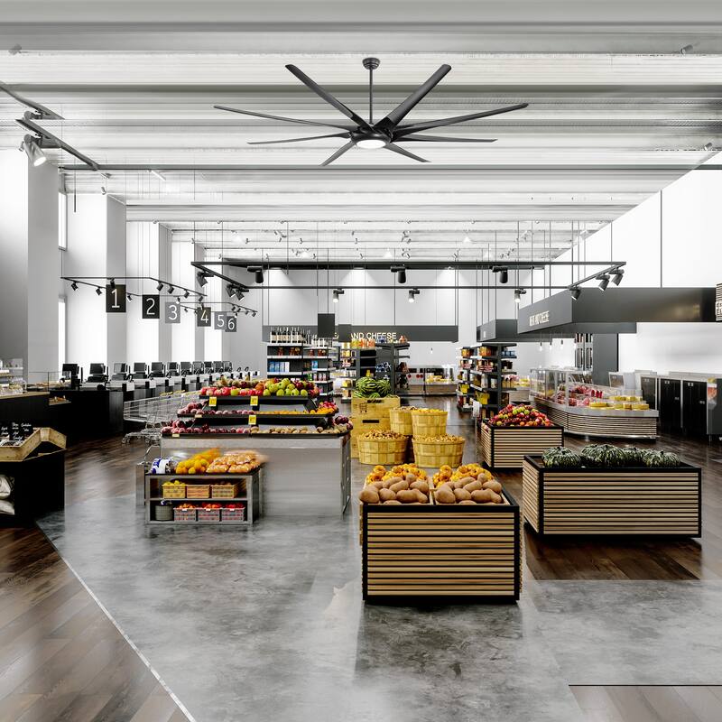 65/72/84/100 Inches Large LED Ceiling Fan with Light Remote(8-Blade)