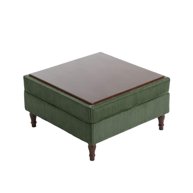 Corduroy Flip Top Dual-Use Storage Ottoman Coffee Table