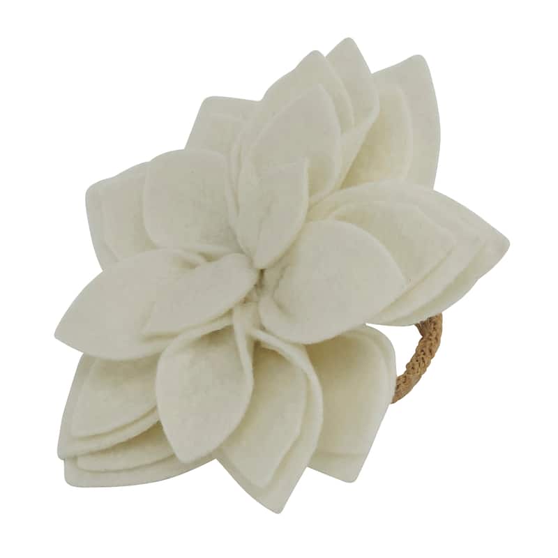 Felt Blossom Napkin Ring (Set of 4) - Ivory - Set of 4