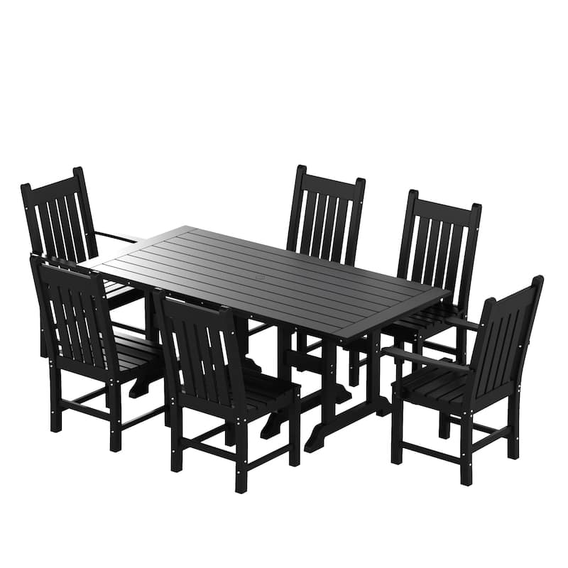 Laguna Hdpe All Weather Outdoor Patio Dining Set with Rectangle Table, Side Chairs (7-Piece Set)