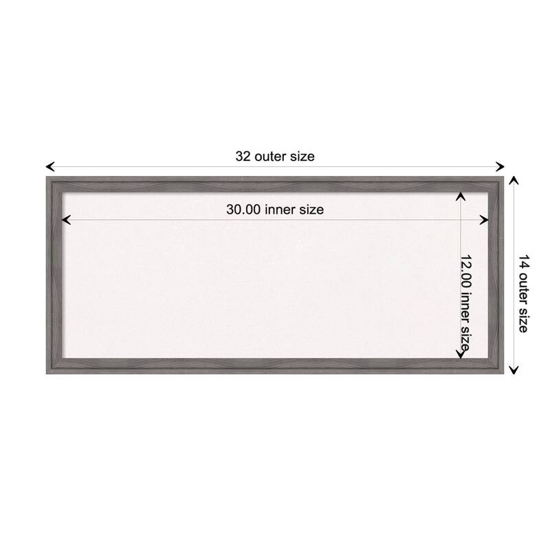 Florence Framed White Corkboard Bulletin Board - Florence Grey - Board Size 30x12