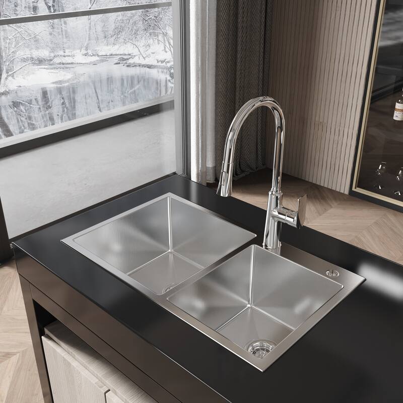 Stainless Steel Kitchen Sink, 30″x19″ Single Bowl, Undermount HandmadeSink in Black, with US Standard Drain and Hook