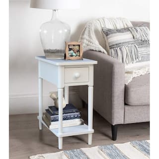 Narrow Solid Wood Side Table with Drawer