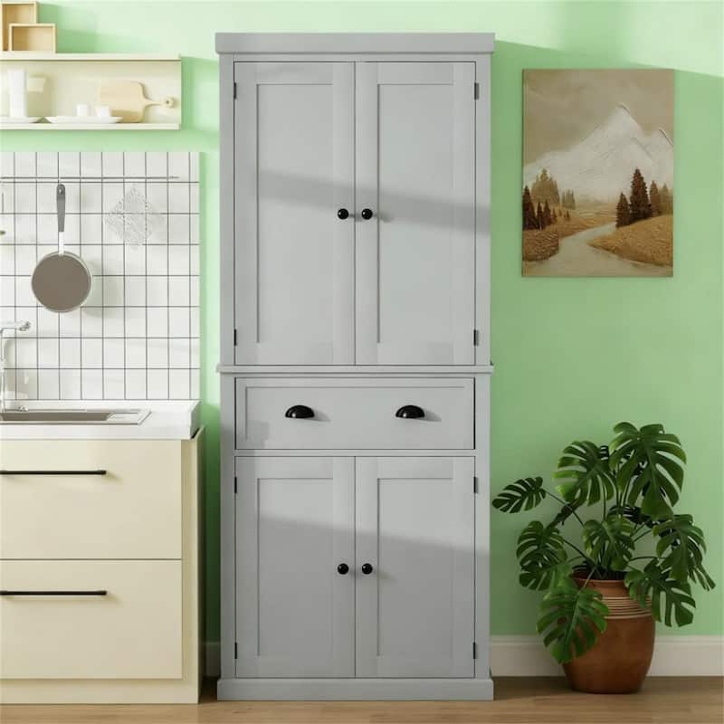 72.5" Freestanding Kitchen Food Pantry Cabinet - Grey