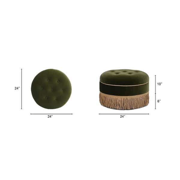 dimension image slide 0 of 3, Yolanda 24" Upholstered Round Accent Ottoman