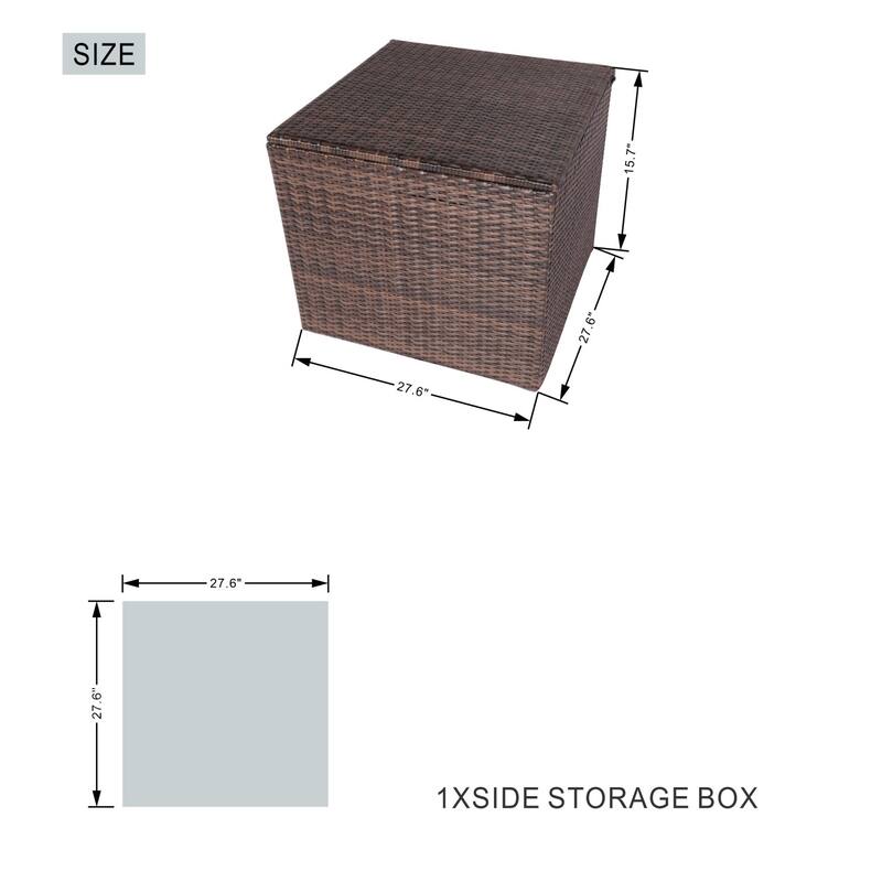 7-Piece Patio Wicker Sofa Set With Aluminum Dining Table and Storage End Table