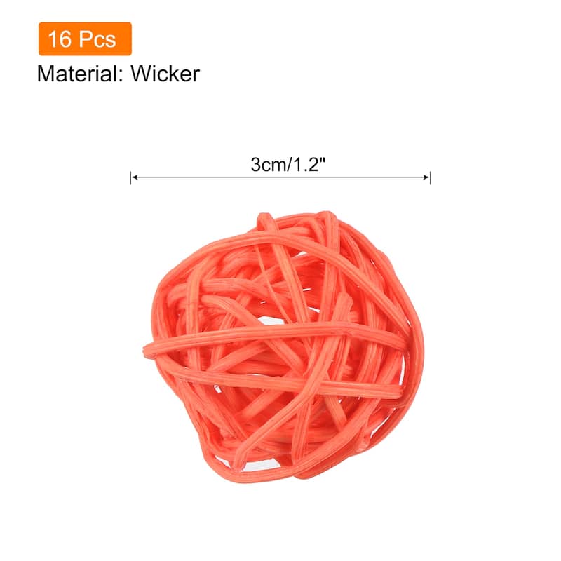 Wicker Rattan Balls 1.2 Inch Rattan Decorative Balls Vase Fillers - Orange - 16 Pcs
