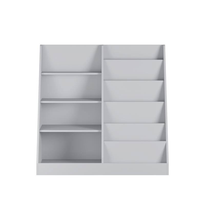 4-Tier Wooden Kids Bookshelf & Toy Organizer with Storage Bin, Modern Display Bookcase for Nursery Playroom