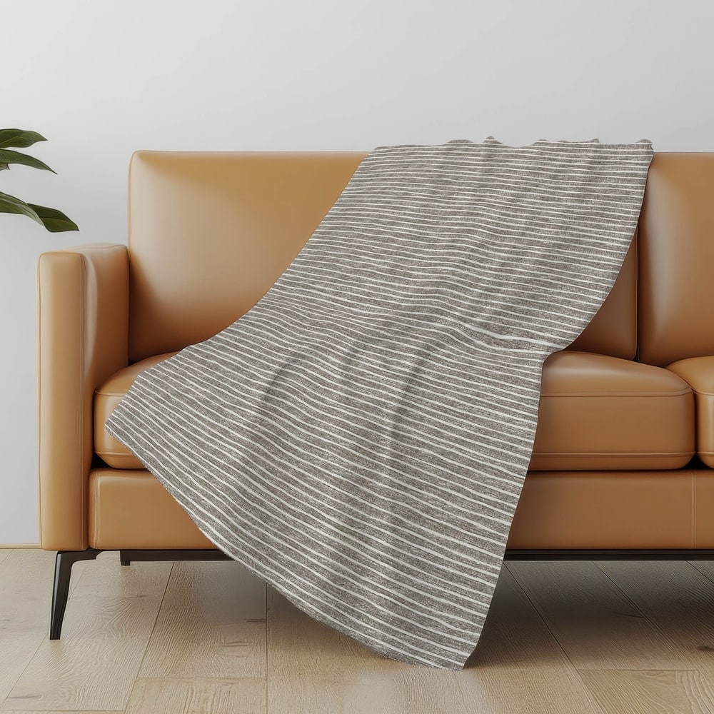 Premium Machine Washable ASB138 Subtle Stripe Sherpa Throw Blanket