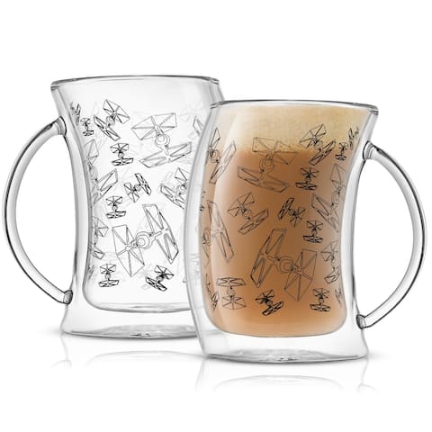 JoyJolt Star Wars TIE Fighter Double Wall Glass Mugs - Set of 2