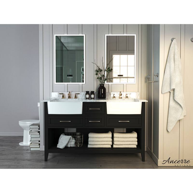 Ancerre Designs Hayley Bathroom Vanity Set - 60"  W x 20.1" D x 34.6" H - Black Onyx