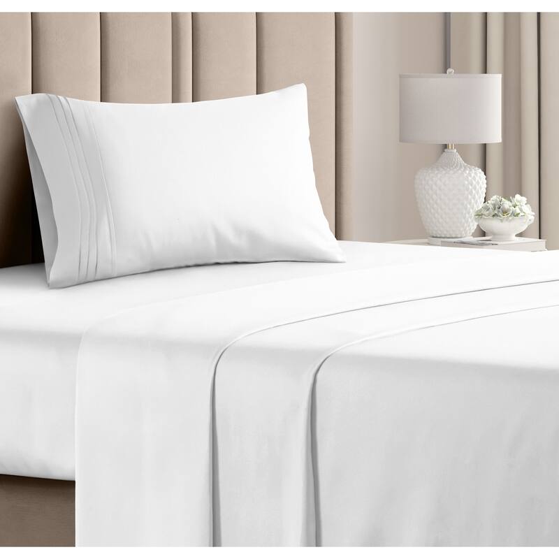 CGK Linens 4 Piece Solid Deep Pockets Microfiber, Easy-Fit Bed Sheet Set