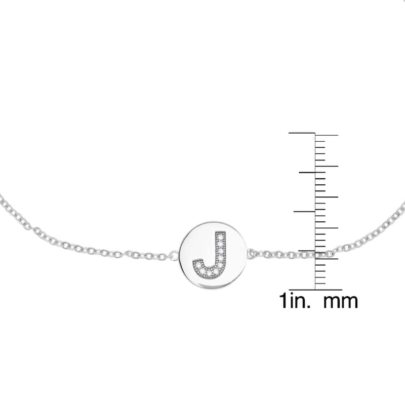 Victoria Townsend .925 Sterling Silver Cubic Zirconia Initial Anklet Bracelet