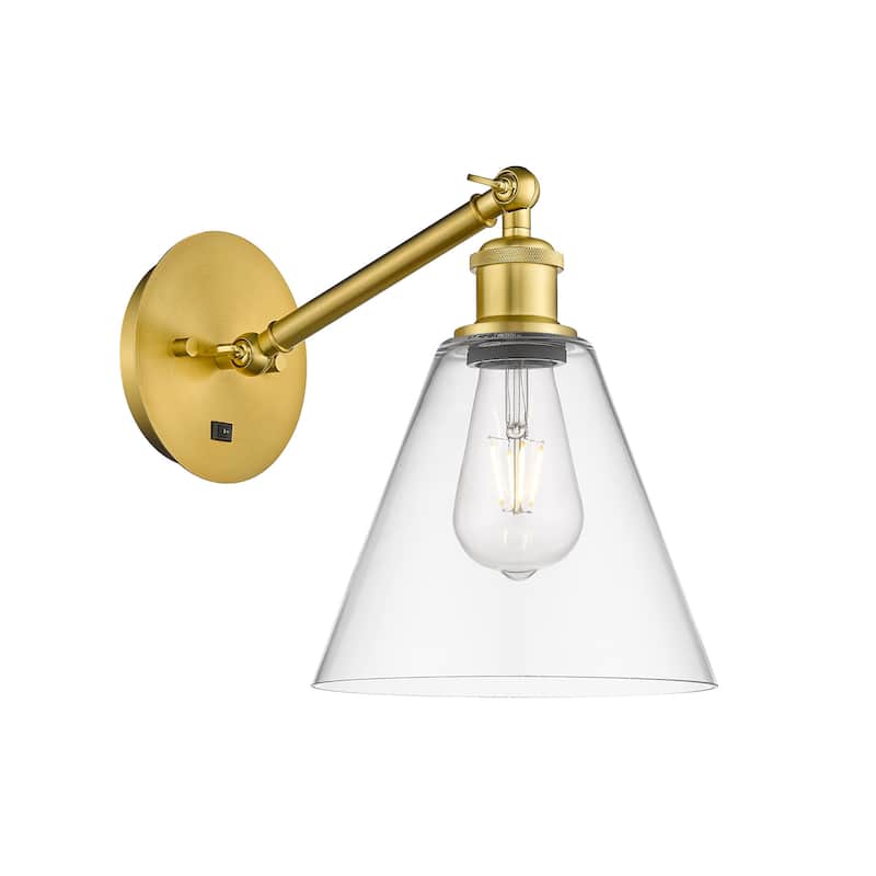 Innovations Lighting 317-1W-14-8 Berkshire Sconce Berkshire 14" Tall - Satin Gold / Clear