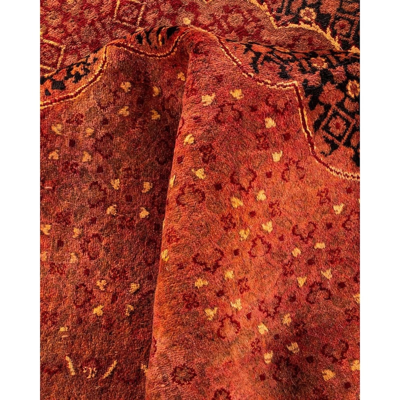 Overton Hand Knotted Wool Vintage Inspired Modern Contemporary Overdyed Red Area Rug - 9' 2" x 12' 3"