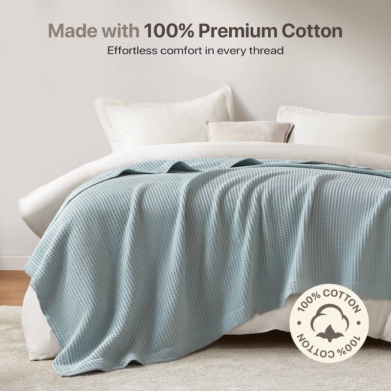 Madison Park Waffle Weave Cotton Blanket