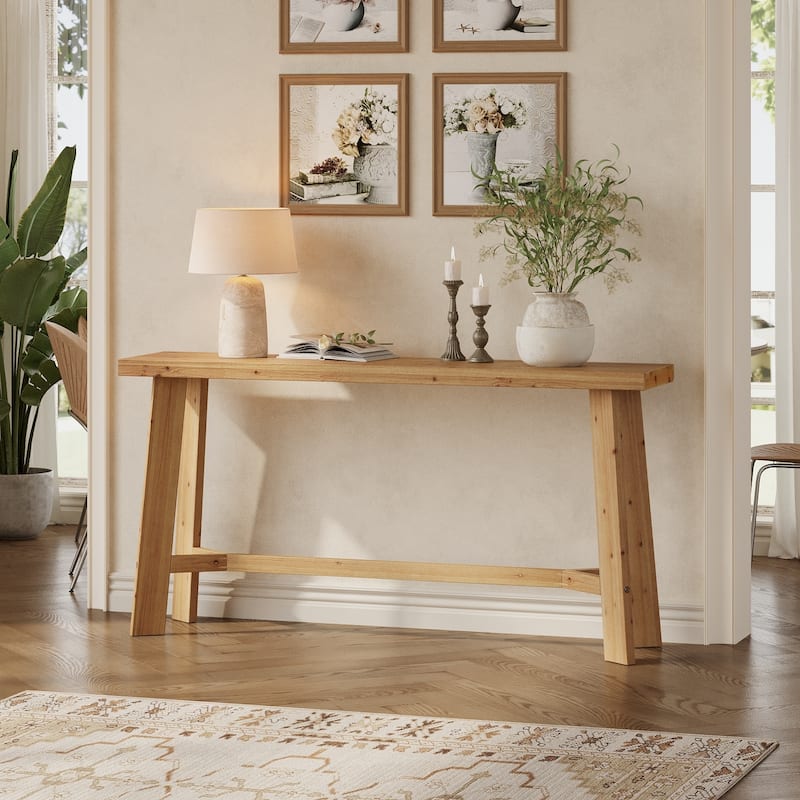 63-Inch Solid Wood Console Table for Living Room