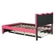 preview thumbnail 9 of 15, Full Size Upholstered Platform Bed with Trundle and Heart Shaped Decoration in Dark Pink