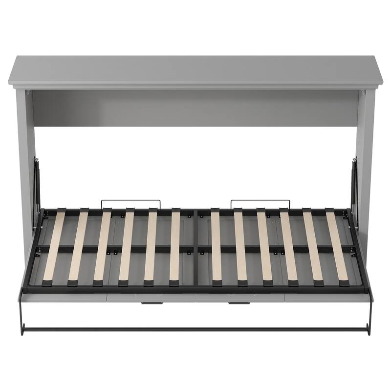 Minimalist Murphy Bed Space-Saving Foldable Bed Cabinet Bed with Metal Frame and Wood Slats, No Spring Box Needed Twin Size