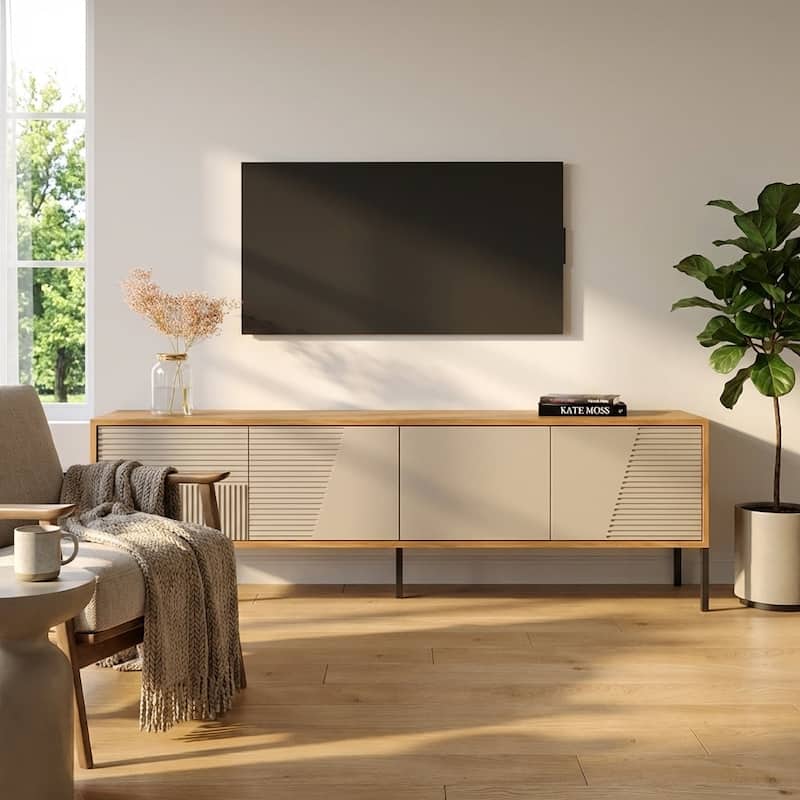 Meble Furniture Debora 01 TV Stand for up to 80" TVs 74.8"W x 21"H x 15.7"D, TV Console for TVs up to 85", Matte